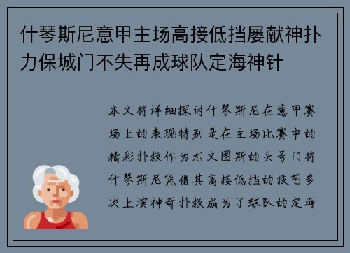 什琴斯尼意甲主场高接低挡屡献神扑力保城门不失再成球队定海神针